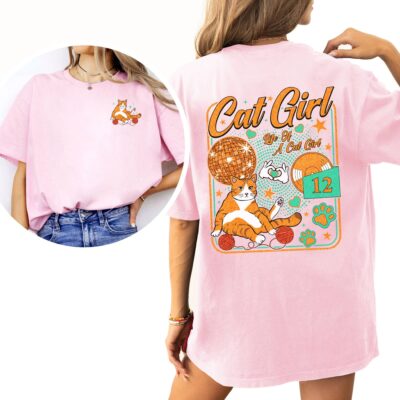 Cat Girl Era Shirt – Cute Retro Cat Graphic Tee, Funny Cat Lover T-Shirt, Pastel Aesthetic Cat Gift
